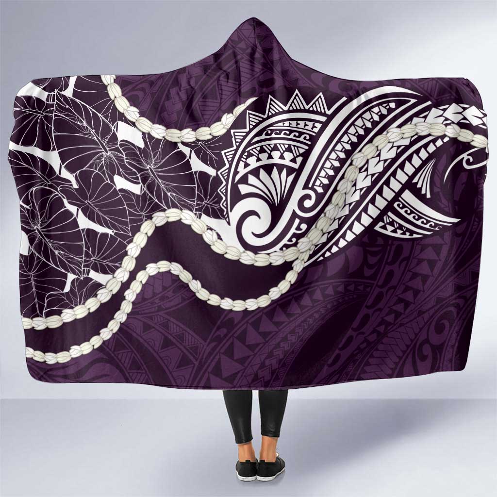 Aloha Hawaii Kalo Pikake Lei Hooded Blanket Chest Tattoo Purple Hawaiian Pattern LT14 One Size Purple - Polynesian Pride