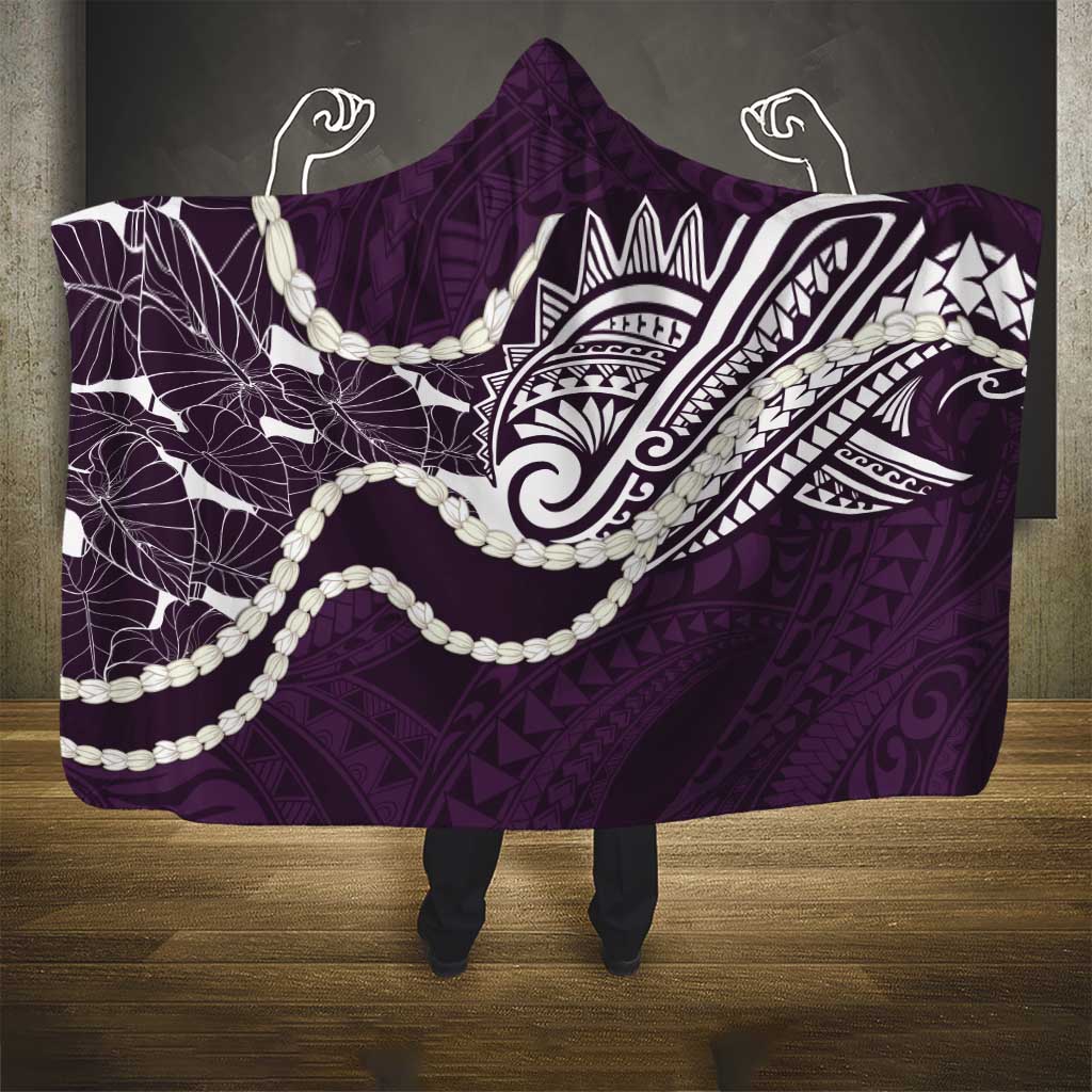 Aloha Hawaii Kalo Pikake Lei Hooded Blanket Chest Tattoo Purple Hawaiian Pattern LT14 - Polynesian Pride