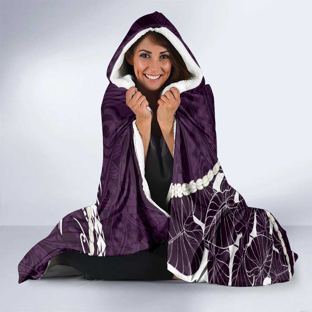 Aloha Hawaii Kalo Pikake Lei Hooded Blanket Chest Tattoo Purple Hawaiian Pattern LT14 - Polynesian Pride
