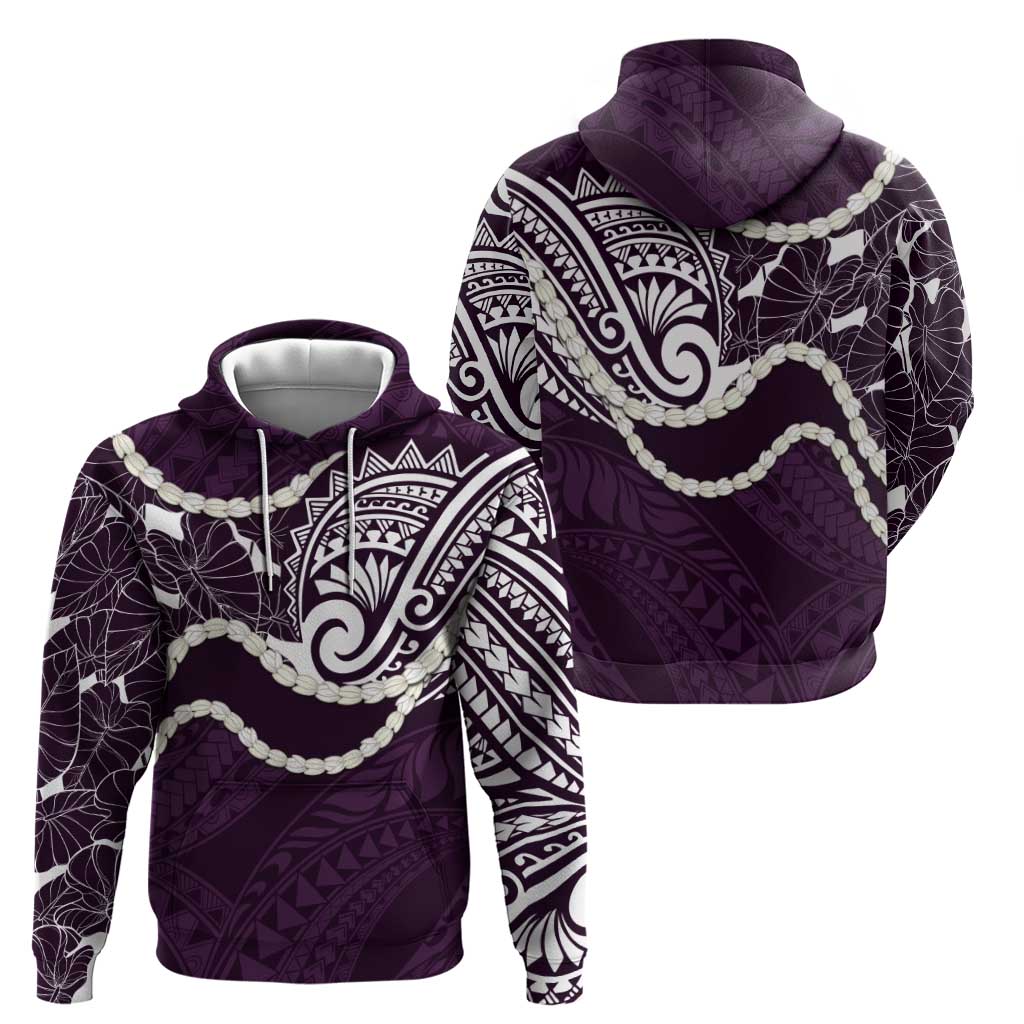 Aloha Hawaii Kalo Pikake Lei Hoodie Chest Tattoo Purple Hawaiian Pattern LT14 - Polynesian Pride