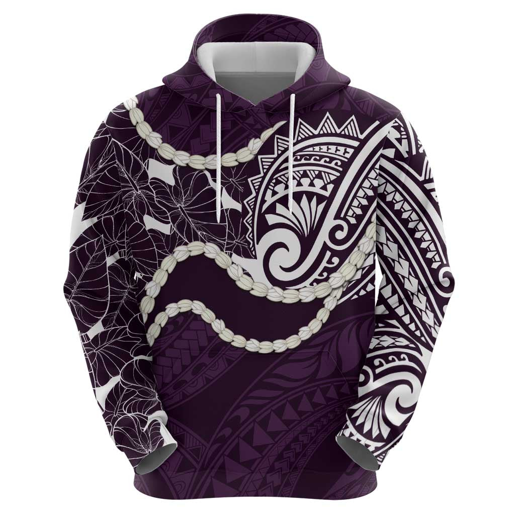 Aloha Hawaii Kalo Pikake Lei Hoodie Chest Tattoo Purple Hawaiian Pattern LT14 - Polynesian Pride
