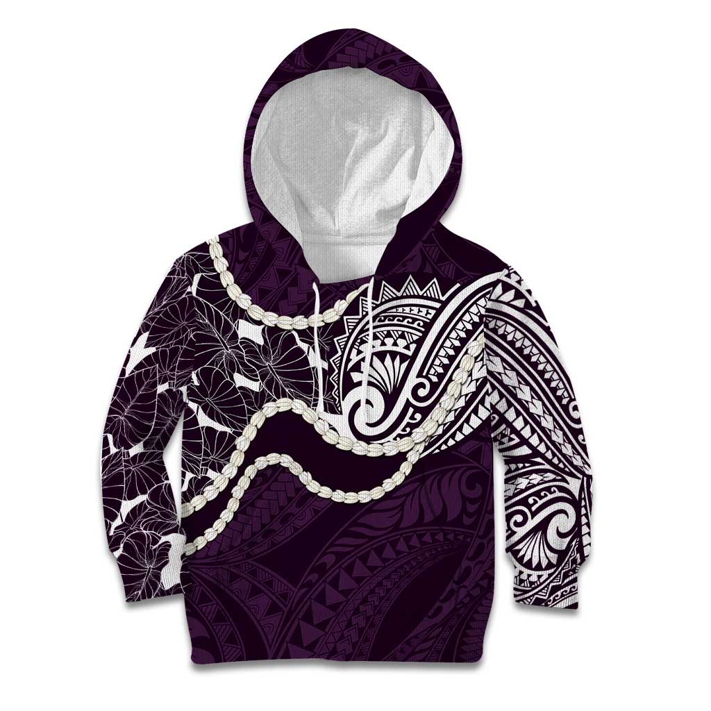 Aloha Hawaii Kalo Pikake Lei Kid Hoodie Chest Tattoo Purple Hawaiian Pattern LT14 Hoodie Purple - Polynesian Pride