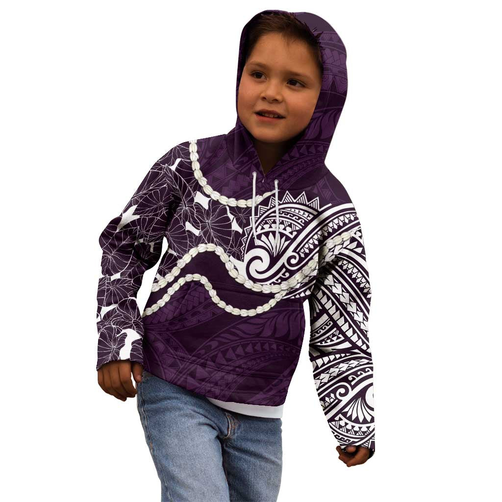 Aloha Hawaii Kalo Pikake Lei Kid Hoodie Chest Tattoo Purple Hawaiian Pattern LT14 - Polynesian Pride