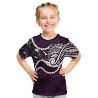 Aloha Hawaii Kalo Pikake Lei Kid T Shirt Chest Tattoo Purple Hawaiian Pattern LT14 Purple - Polynesian Pride