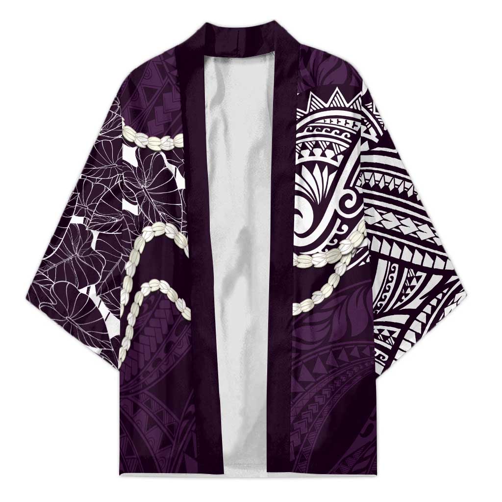 Aloha Hawaii Kalo Pikake Lei Kimono Chest Tattoo Purple Hawaiian Pattern LT14 Unisex Purple - Polynesian Pride