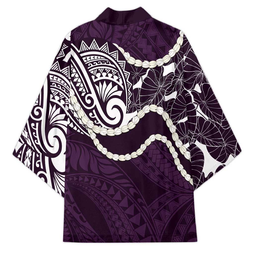 Aloha Hawaii Kalo Pikake Lei Kimono Chest Tattoo Purple Hawaiian Pattern LT14 - Polynesian Pride