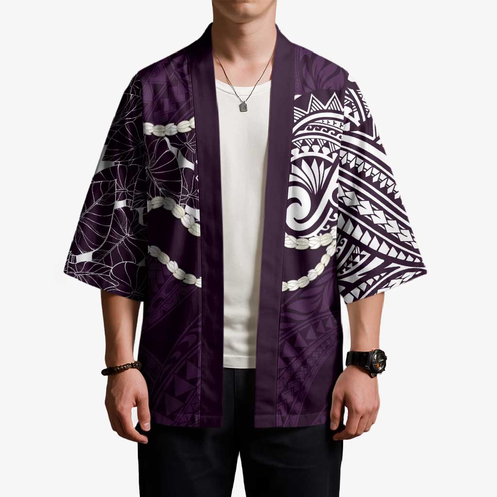 Aloha Hawaii Kalo Pikake Lei Kimono Chest Tattoo Purple Hawaiian Pattern LT14 - Polynesian Pride