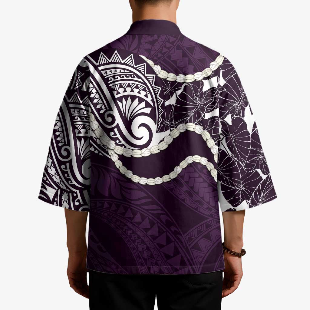 Aloha Hawaii Kalo Pikake Lei Kimono Chest Tattoo Purple Hawaiian Pattern LT14 - Polynesian Pride