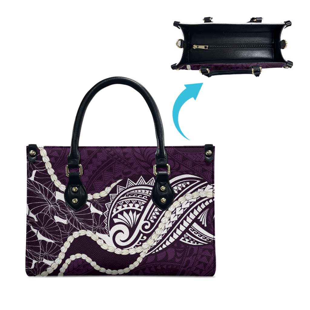 Aloha Hawaii Kalo Pikake Lei Leather Bag Chest Tattoo Purple Hawaiian Pattern LT14 - Polynesian Pride