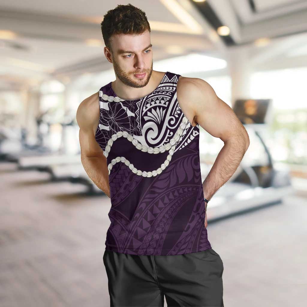 Aloha Hawaii Kalo Pikake Lei Men Tank Top Chest Tattoo Purple Hawaiian Pattern LT14 Purple - Polynesian Pride