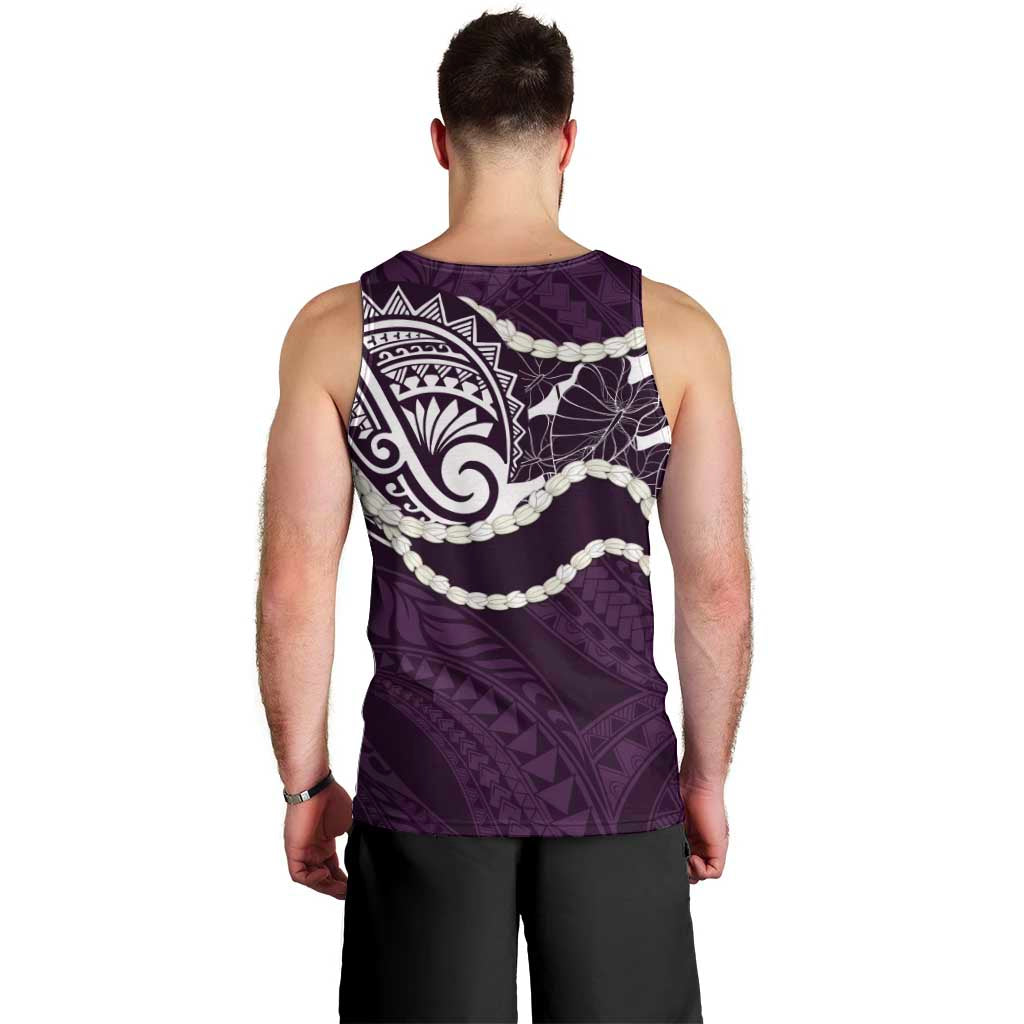 Aloha Hawaii Kalo Pikake Lei Men Tank Top Chest Tattoo Purple Hawaiian Pattern LT14 - Polynesian Pride