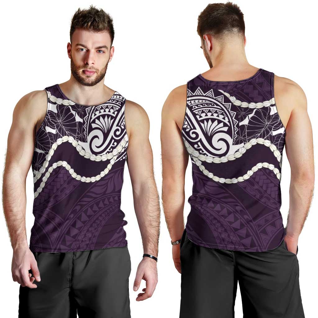 Aloha Hawaii Kalo Pikake Lei Men Tank Top Chest Tattoo Purple Hawaiian Pattern LT14 - Polynesian Pride