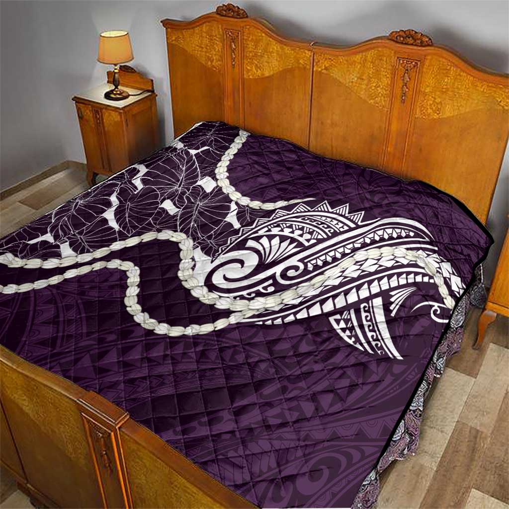 Aloha Hawaii Kalo Pikake Lei Quilt Chest Tattoo Purple Hawaiian Pattern LT14 - Polynesian Pride