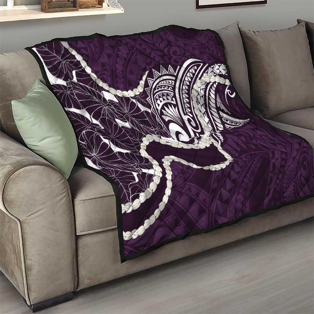 Aloha Hawaii Kalo Pikake Lei Quilt Chest Tattoo Purple Hawaiian Pattern LT14 - Polynesian Pride