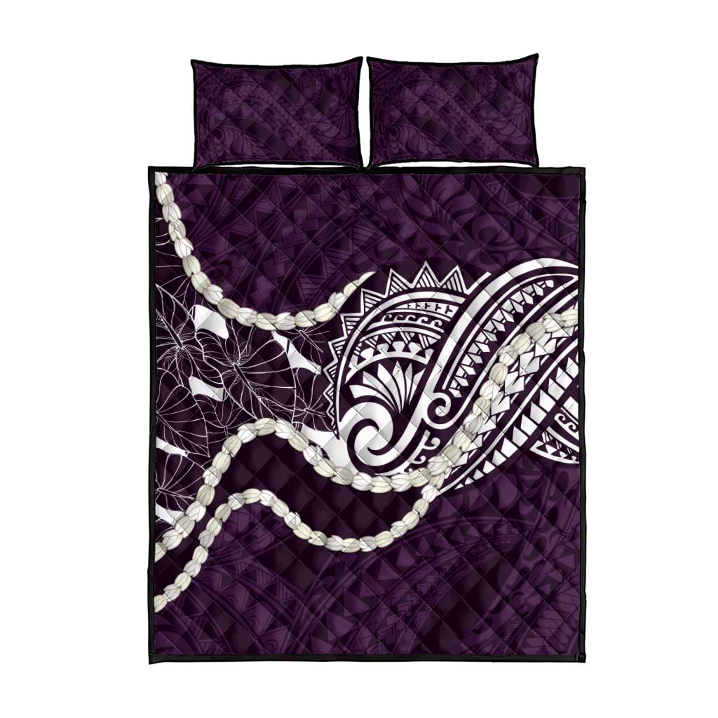Aloha Hawaii Kalo Pikake Lei Quilt Bed Set Chest Tattoo Purple Hawaiian Pattern LT14 - Polynesian Pride