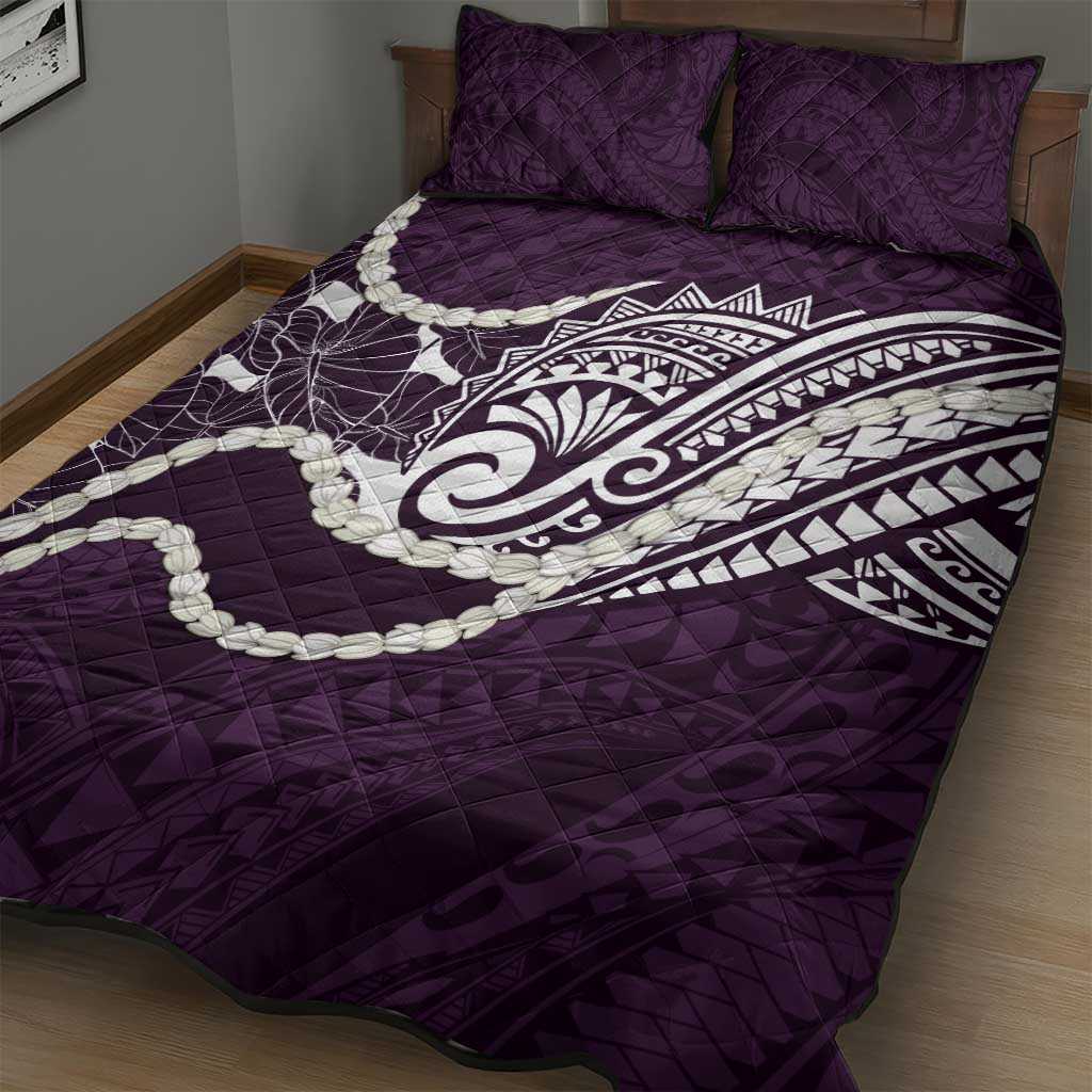 Aloha Hawaii Kalo Pikake Lei Quilt Bed Set Chest Tattoo Purple Hawaiian Pattern LT14 - Polynesian Pride