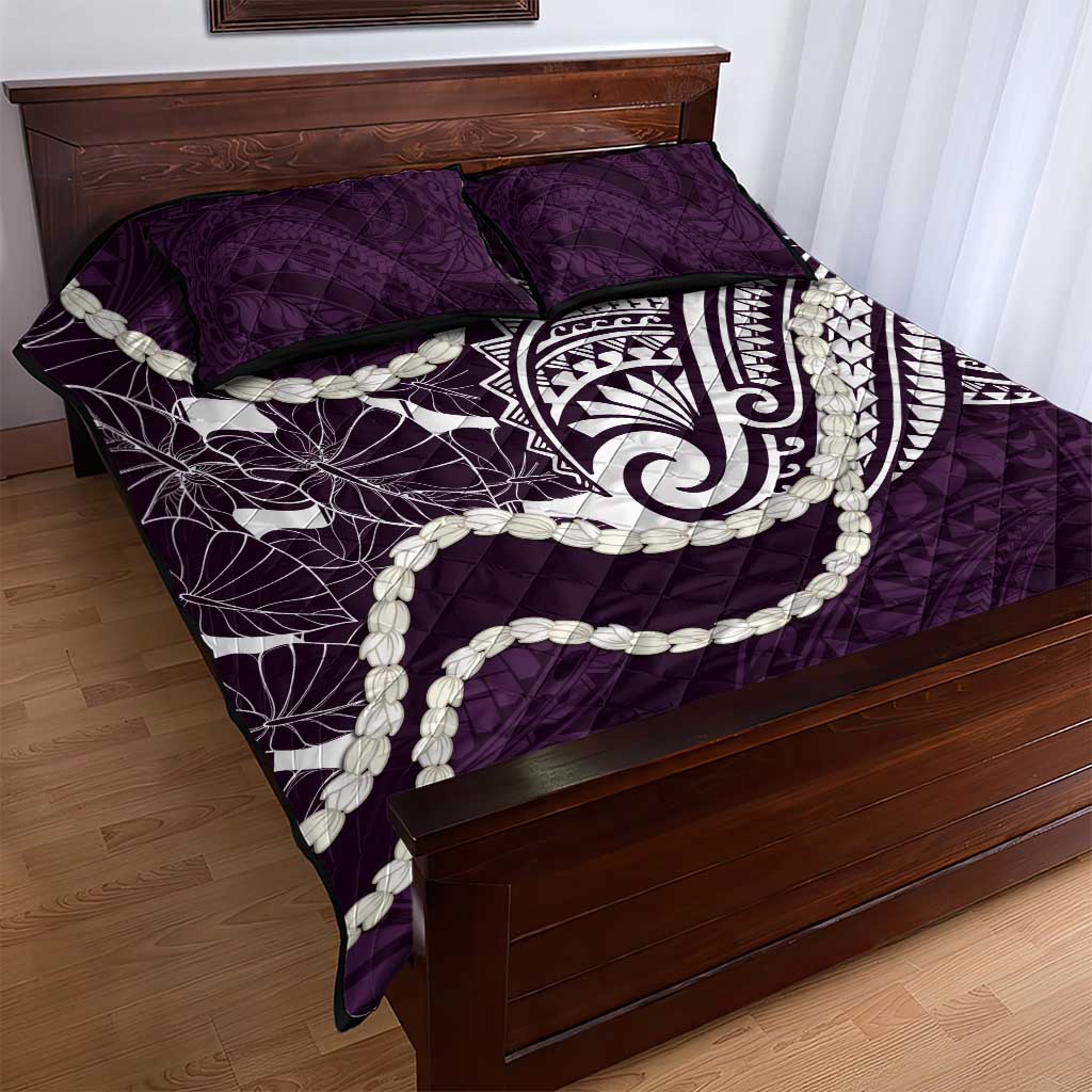 Aloha Hawaii Kalo Pikake Lei Quilt Bed Set Chest Tattoo Purple Hawaiian Pattern LT14 - Polynesian Pride