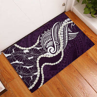 Aloha Hawaii Kalo Pikake Lei Rubber Doormat Chest Tattoo Purple Hawaiian Pattern LT14 - Polynesian Pride