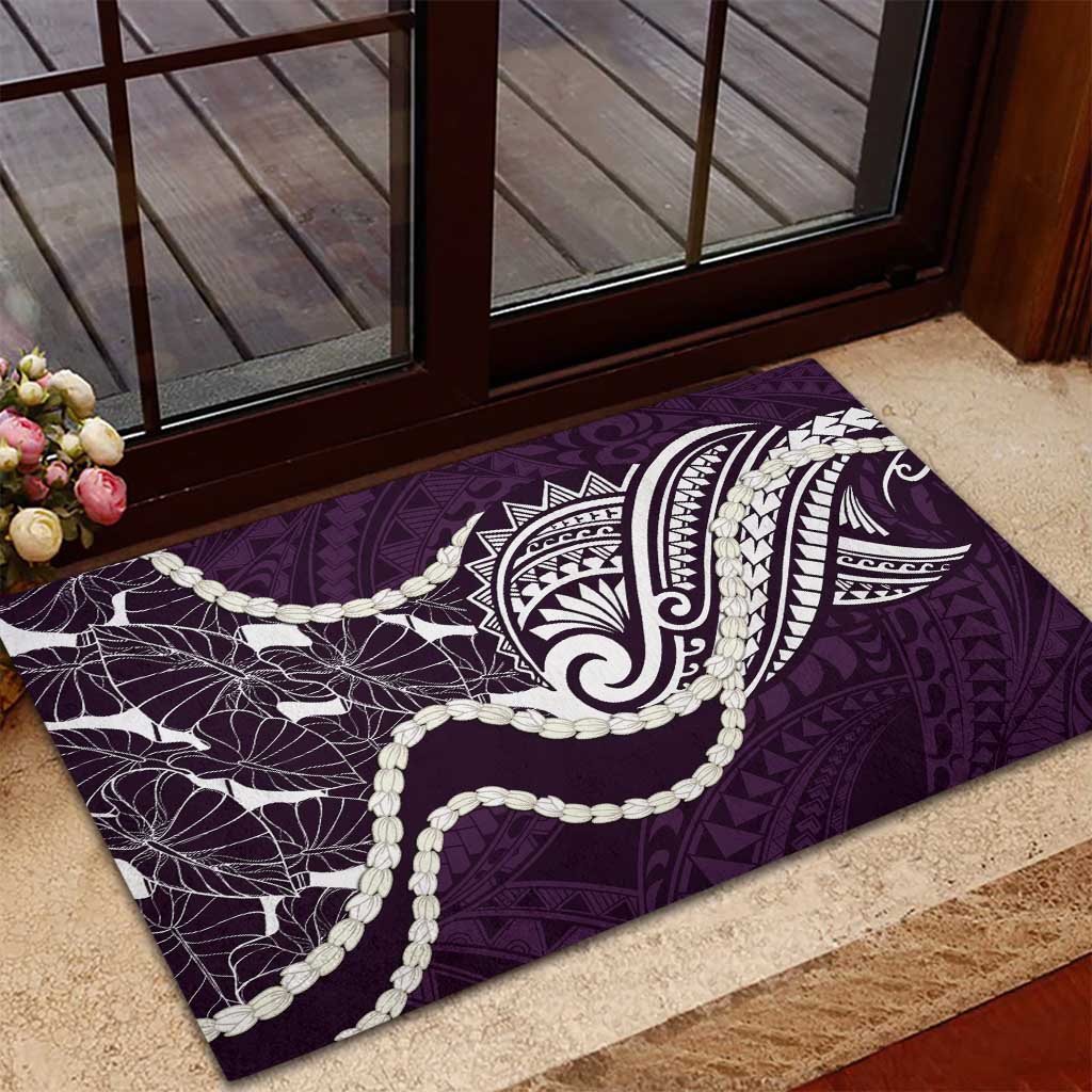 Aloha Hawaii Kalo Pikake Lei Rubber Doormat Chest Tattoo Purple Hawaiian Pattern LT14 - Polynesian Pride