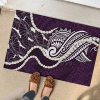 Aloha Hawaii Kalo Pikake Lei Rubber Doormat Chest Tattoo Purple Hawaiian Pattern LT14 - Polynesian Pride