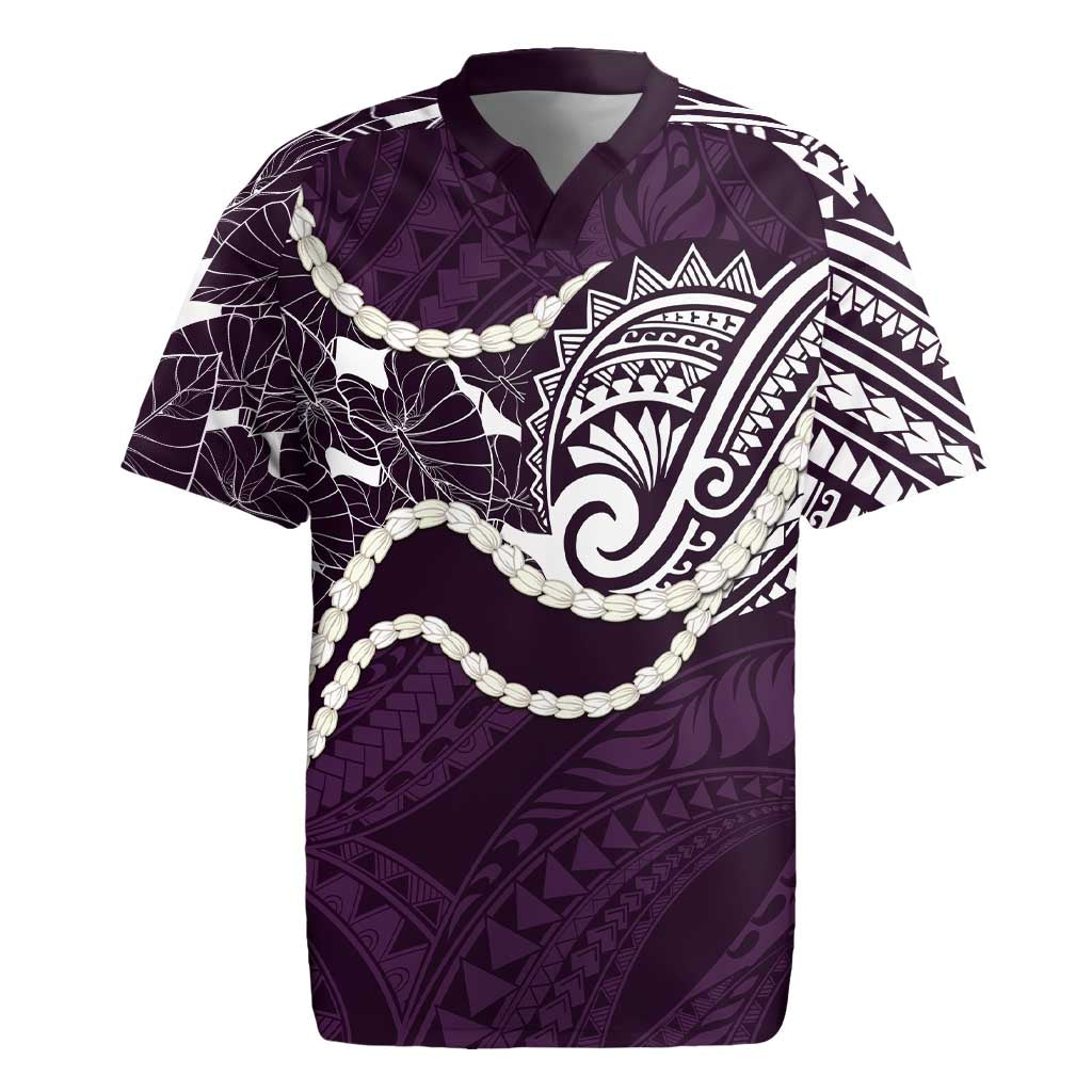 Aloha Hawaii Kalo Pikake Lei Rugby Jersey Chest Tattoo Purple Hawaiian Pattern LT14 Purple - Polynesian Pride