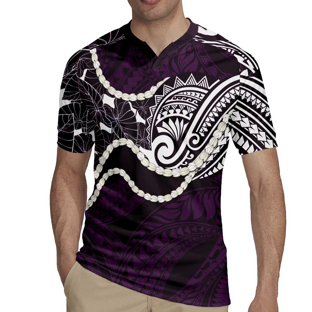 Aloha Hawaii Kalo Pikake Lei Rugby Jersey Chest Tattoo Purple Hawaiian Pattern LT14 - Polynesian Pride