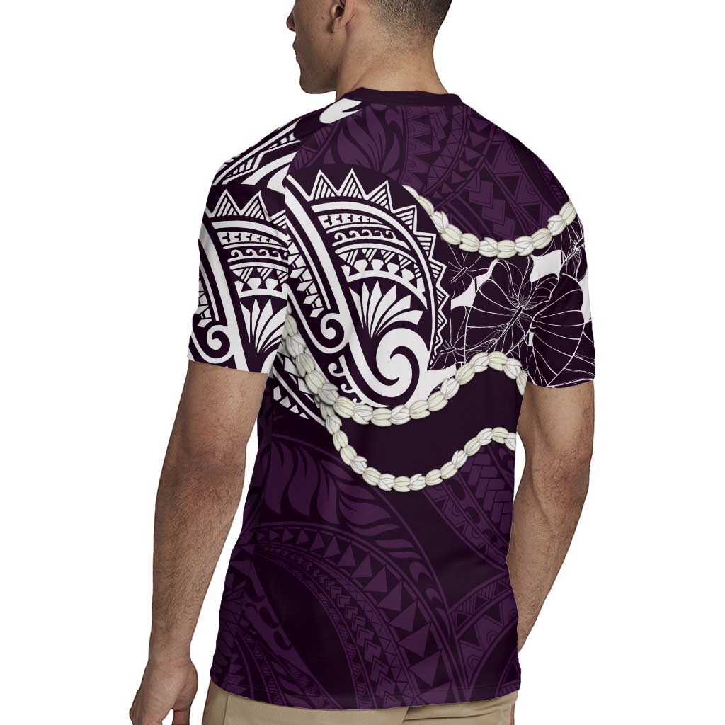 Aloha Hawaii Kalo Pikake Lei Rugby Jersey Chest Tattoo Purple Hawaiian Pattern LT14 - Polynesian Pride