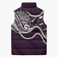 Aloha Hawaii Kalo Pikake Lei Sleeveless Puffer Jacket Chest Tattoo Purple Hawaiian Pattern