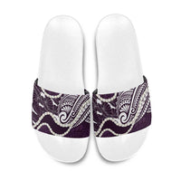 Aloha Hawaii Kalo Pikake Lei Slide Sandals Chest Tattoo Purple Hawaiian Pattern LT14 Purple - Polynesian Pride