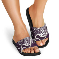 Aloha Hawaii Kalo Pikake Lei Slide Sandals Chest Tattoo Purple Hawaiian Pattern LT14 - Polynesian Pride