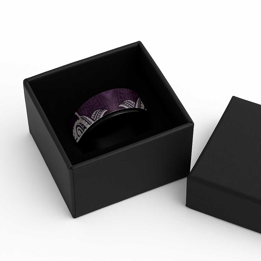 Aloha Hawaii Kalo Pikake Lei Spinner Ring Chest Tattoo Purple Hawaiian Pattern LT14 - Polynesian Pride