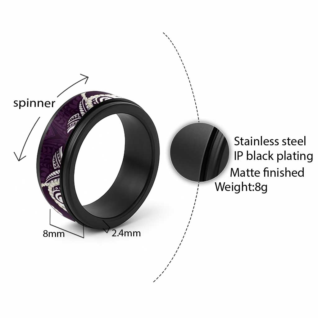 Aloha Hawaii Kalo Pikake Lei Spinner Ring Chest Tattoo Purple Hawaiian Pattern LT14 - Polynesian Pride