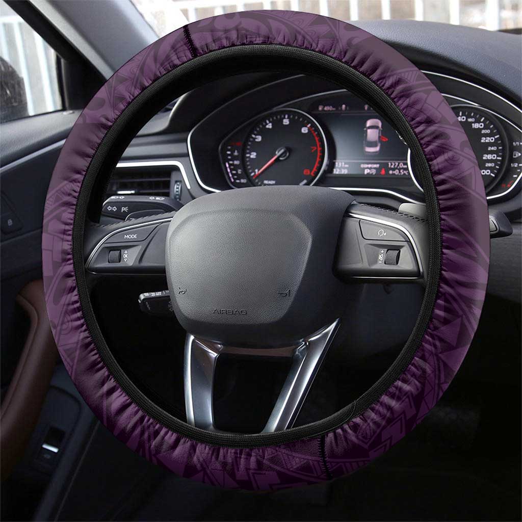 Aloha Hawaii Kalo Pikake Lei Steering Wheel Cover Chest Tattoo Purple Hawaiian Pattern LT14 - Polynesian Pride