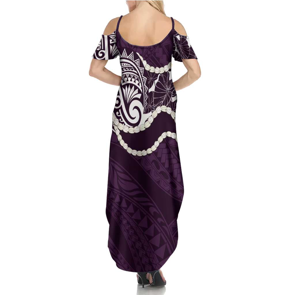 Aloha Hawaii Kalo Pikake Lei Summer Maxi Dress Chest Tattoo Purple Hawaiian Pattern LT14 - Polynesian Pride