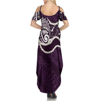 Aloha Hawaii Kalo Pikake Lei Summer Maxi Dress Chest Tattoo Purple Hawaiian Pattern LT14 - Polynesian Pride
