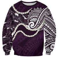 Aloha Hawaii Kalo Pikake Lei Sweatshirt Chest Tattoo Purple Hawaiian Pattern LT14 Unisex Purple - Polynesian Pride