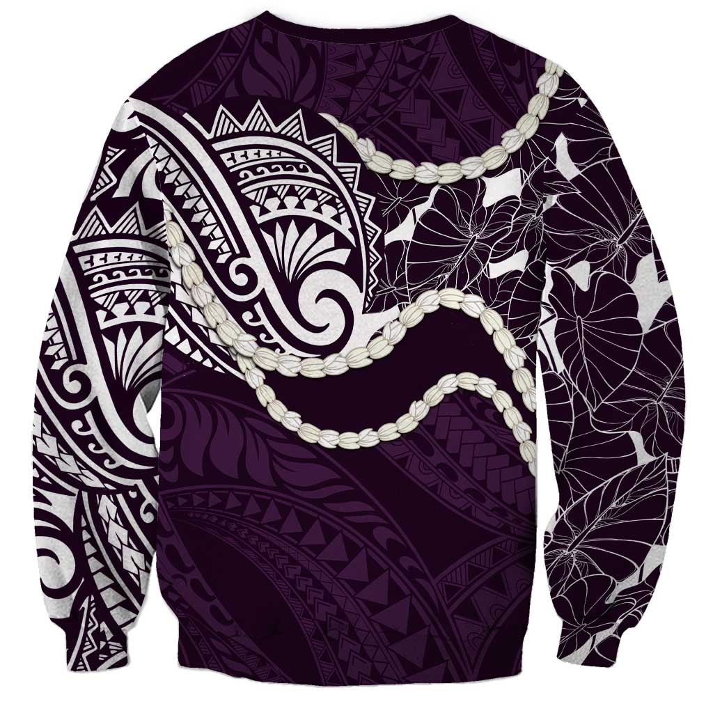 Aloha Hawaii Kalo Pikake Lei Sweatshirt Chest Tattoo Purple Hawaiian Pattern LT14 - Polynesian Pride