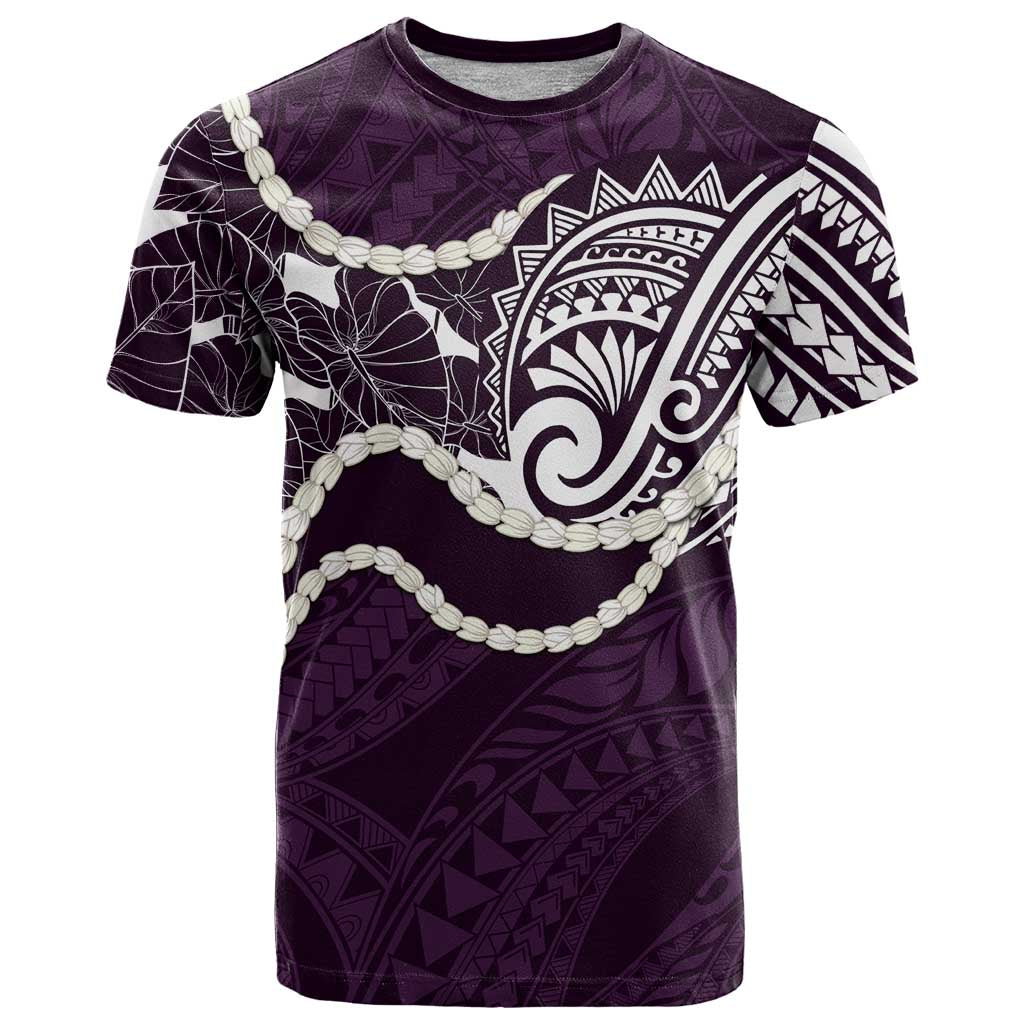 Aloha Hawaii Kalo Pikake Lei T Shirt Chest Tattoo Purple Hawaiian Pattern LT14 Purple - Polynesian Pride
