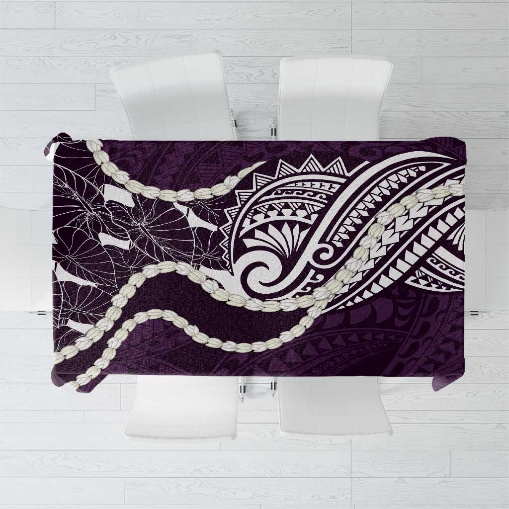 Aloha Hawaii Kalo Pikake Lei Tablecloth Chest Tattoo Purple Hawaiian Pattern LT14 Purple - Polynesian Pride