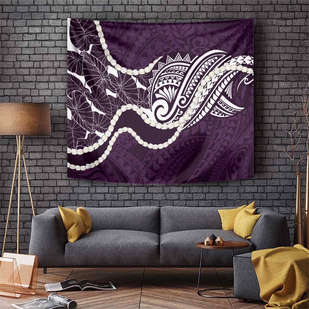 Aloha Hawaii Kalo Pikake Lei Tapestry Chest Tattoo Purple Hawaiian Pattern LT14 Purple - Polynesian Pride