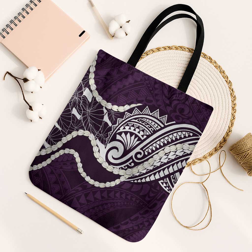 Aloha Hawaii Kalo Pikake Lei Tote Bag Chest Tattoo Purple Hawaiian Pattern LT14 Black Strap One Size Purple - Polynesian Pride