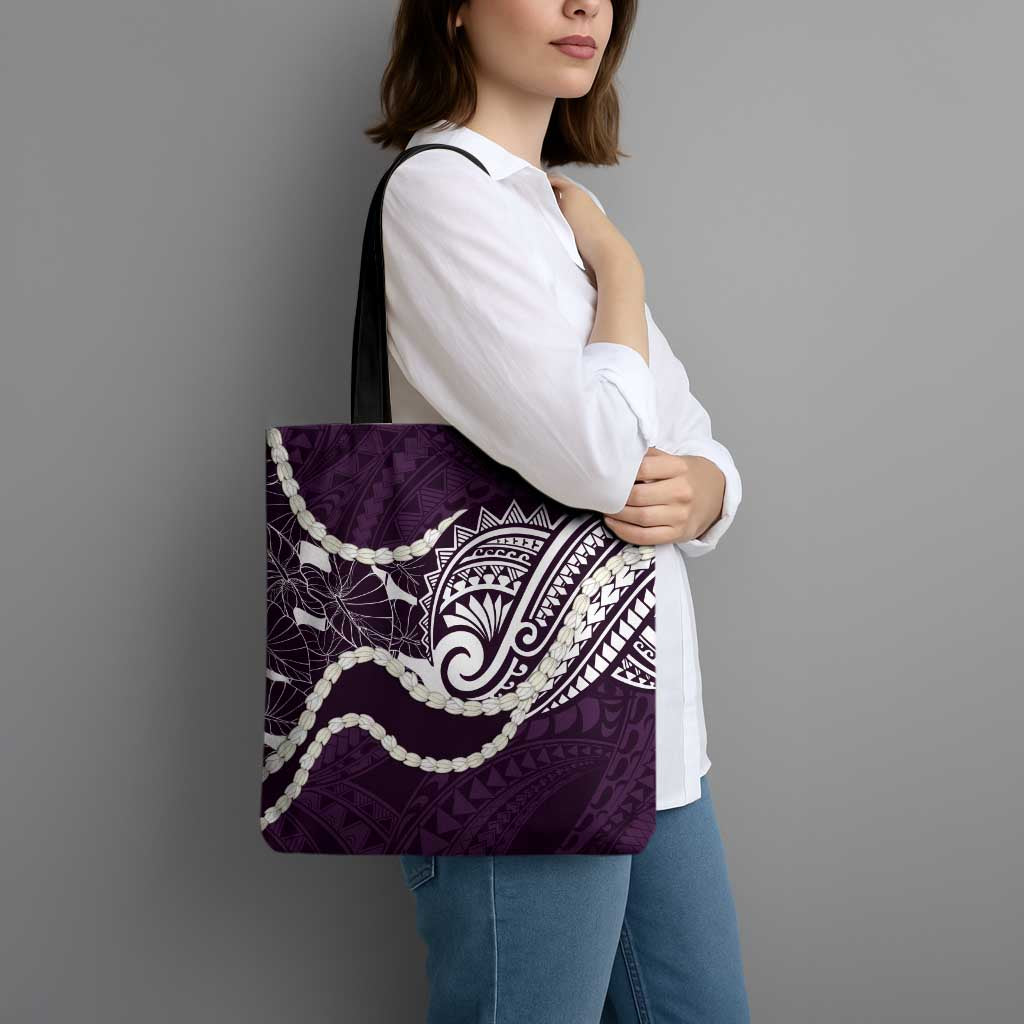 Aloha Hawaii Kalo Pikake Lei Tote Bag Chest Tattoo Purple Hawaiian Pattern LT14 - Polynesian Pride
