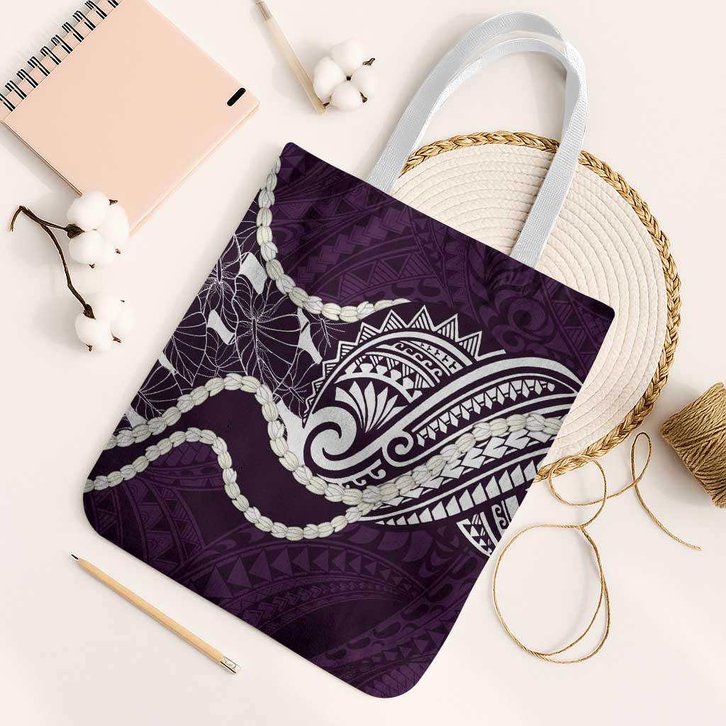 Aloha Hawaii Kalo Pikake Lei Tote Bag Chest Tattoo Purple Hawaiian Pattern LT14 White Strap One Size Purple - Polynesian Pride