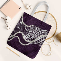 Aloha Hawaii Kalo Pikake Lei Tote Bag Chest Tattoo Purple Hawaiian Pattern LT14 White Strap One Size Purple - Polynesian Pride