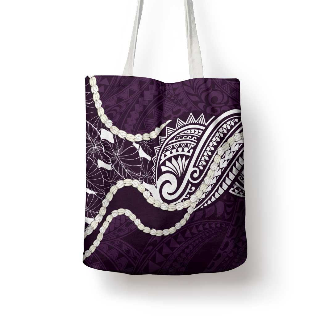 Aloha Hawaii Kalo Pikake Lei Tote Bag Chest Tattoo Purple Hawaiian Pattern LT14 - Polynesian Pride