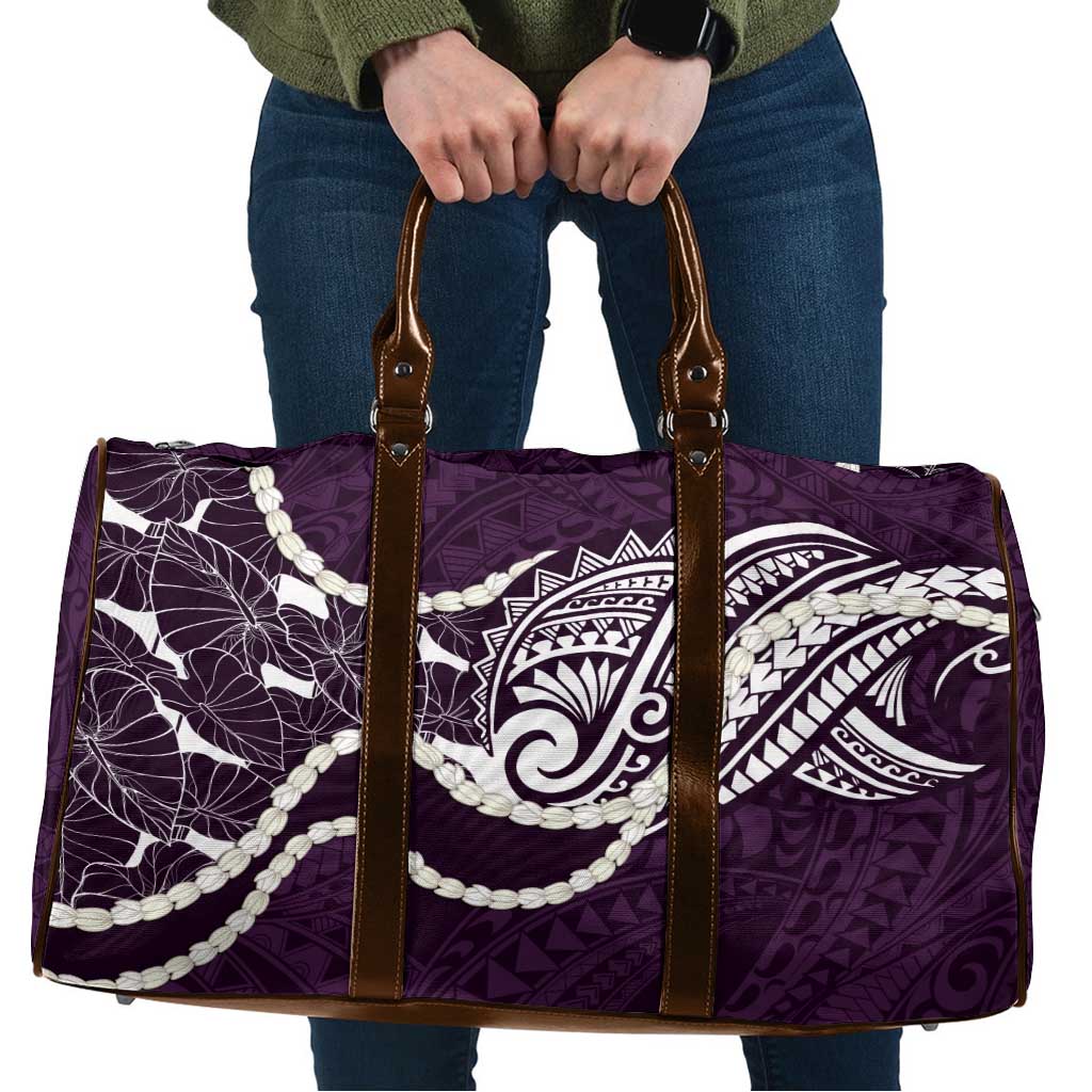 Aloha Hawaii Kalo Pikake Lei Travel Bag Chest Tattoo Purple Hawaiian Pattern LT14 Purple - Polynesian Pride