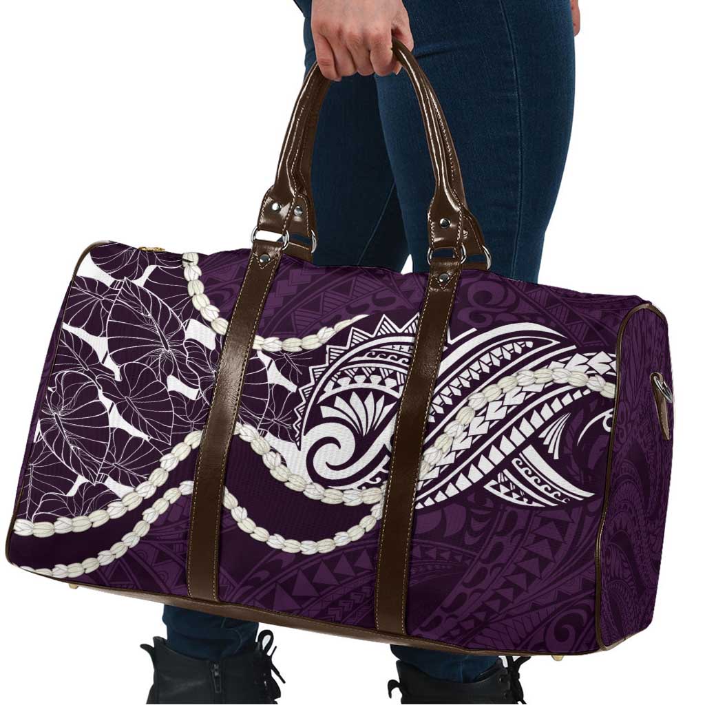 Aloha Hawaii Kalo Pikake Lei Travel Bag Chest Tattoo Purple Hawaiian Pattern LT14 - Polynesian Pride