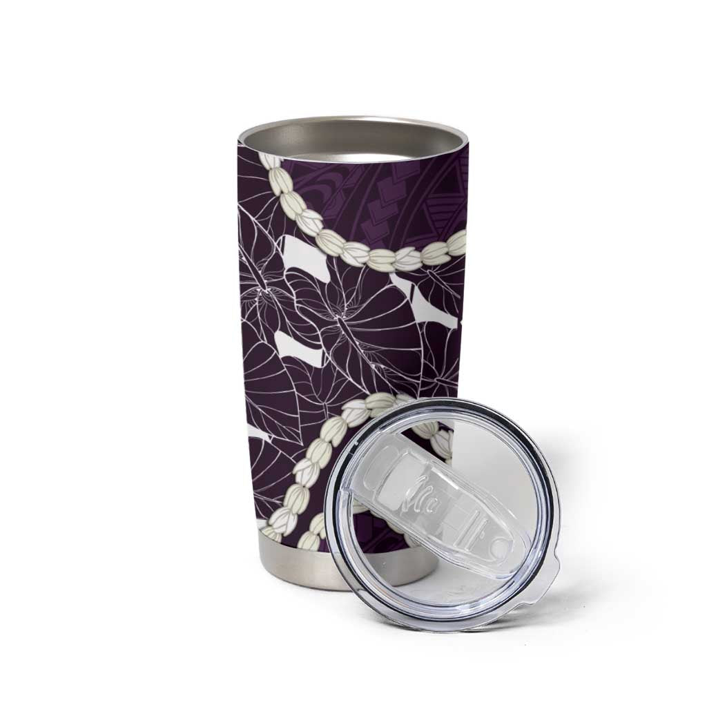 Aloha Hawaii Kalo Pikake Lei Tumbler Cup Chest Tattoo Purple Hawaiian Pattern LT14 - Polynesian Pride