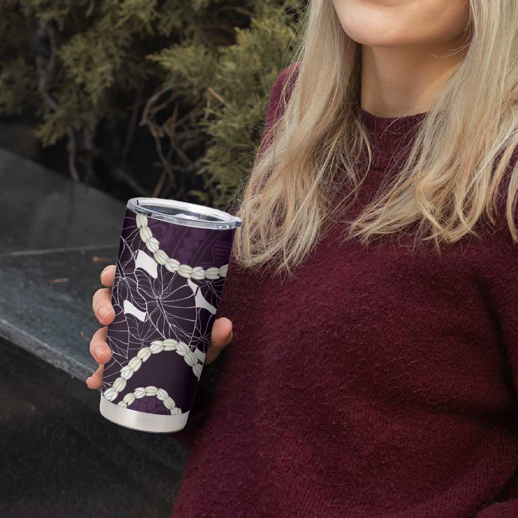 Aloha Hawaii Kalo Pikake Lei Tumbler Cup Chest Tattoo Purple Hawaiian Pattern LT14 - Polynesian Pride