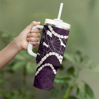 Aloha Hawaii Kalo Pikake Lei Tumbler With Handle Chest Tattoo Purple Hawaiian Pattern LT14 - Polynesian Pride